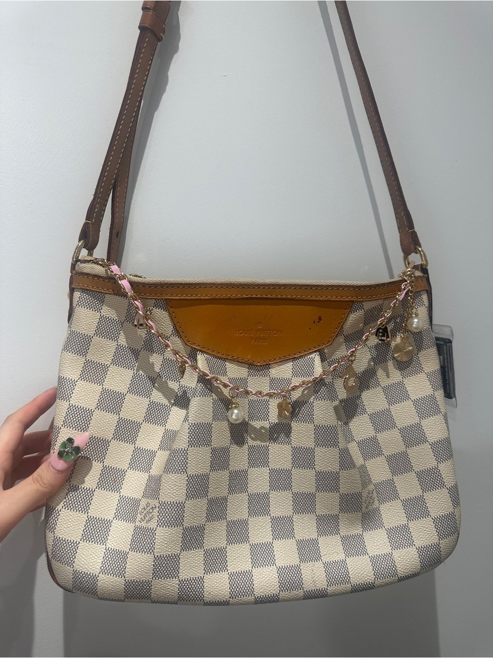 Louis Vuitton Damier Azur Shoulder Bag in Beige and Brown